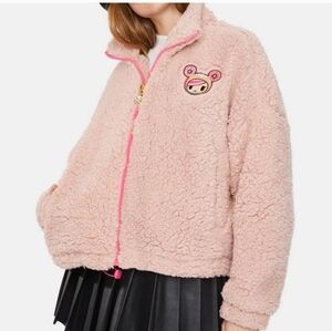 tokidoki Light Pink Sherpa Zip Jacket with Donutella Patch